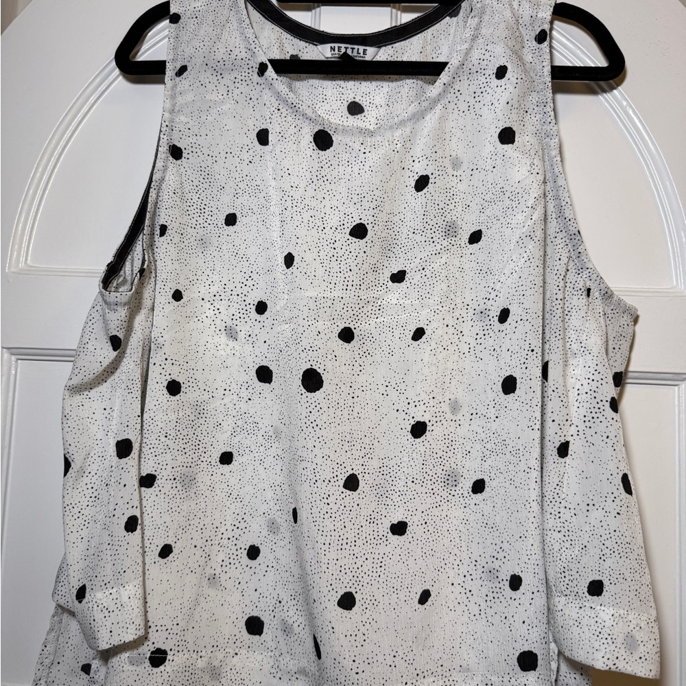 Nettle Flowy Polk-A-Dot sleeveless blouse